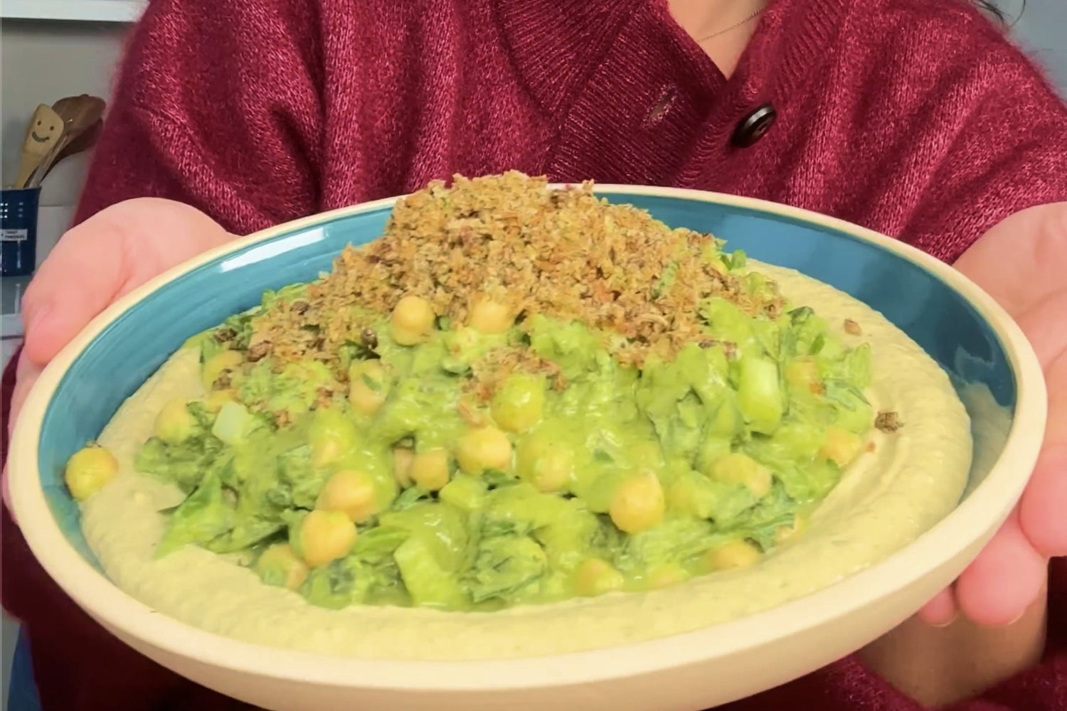 Green Goddess Salad Hummus Bowl by Carolina Gelen