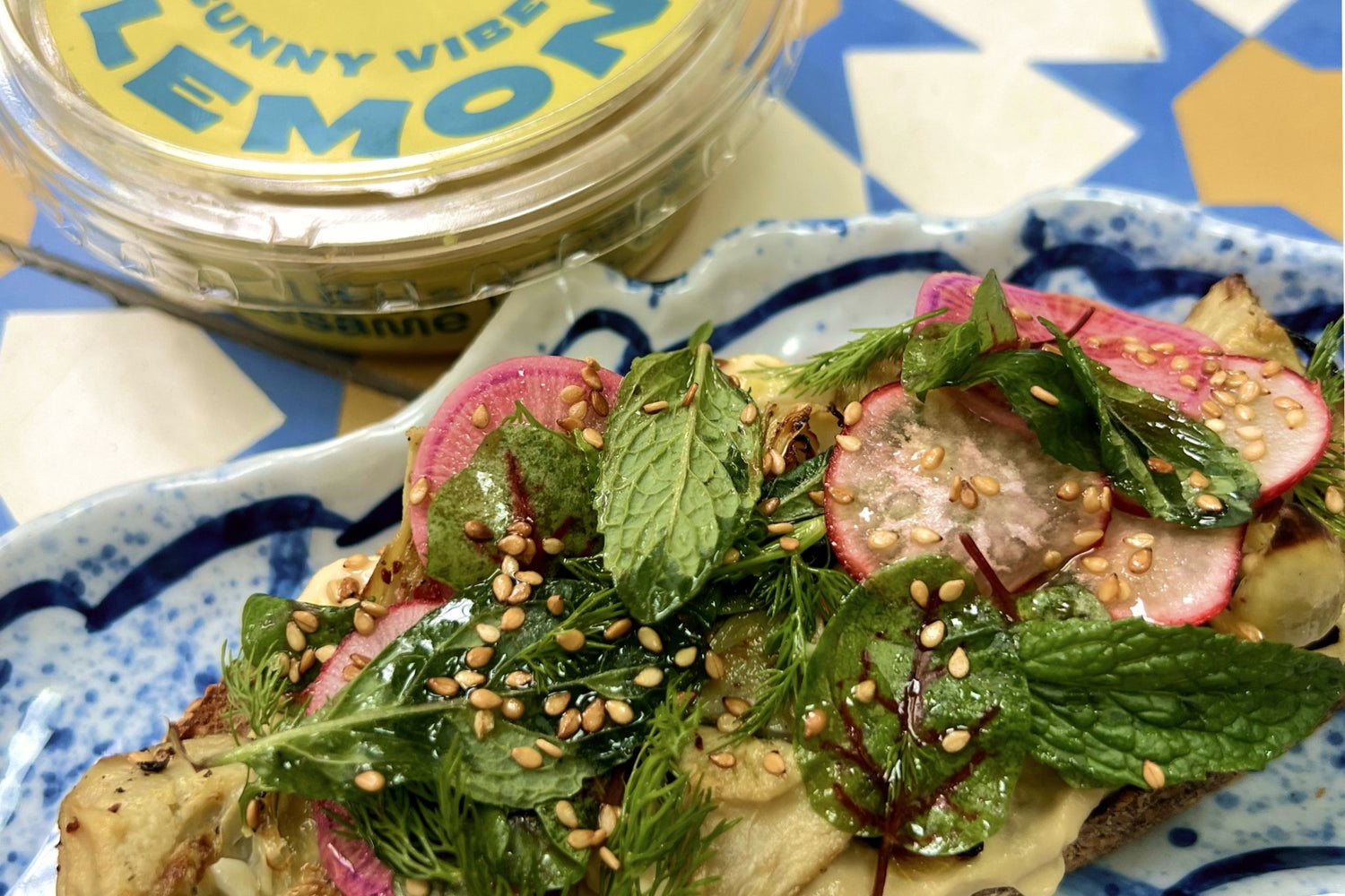 Artichoke and Preserved Lemon Hummus Toast